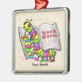 Boekenwurm Metalen Ornament (Links)