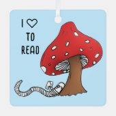 Boekenwurm onder een paddenstoel metalen ornament (Voorkant)