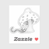 Boekenwurm onder een paddenstoel sticker (Vel)
