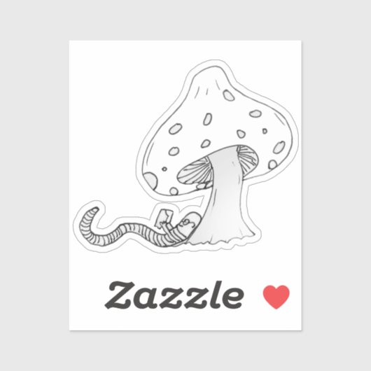 Boekenwurm onder een paddenstoel sticker (Vel)