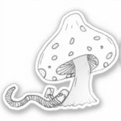 Boekenwurm onder een paddenstoel sticker (Voorkant)