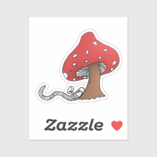 Boekenwurm onder een paddenstoel sticker (Vel)