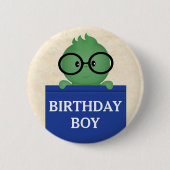 Boekenwurm Persoonlijke Verjaardag Jongen Ronde Button 5,7 Cm (Voorkant)