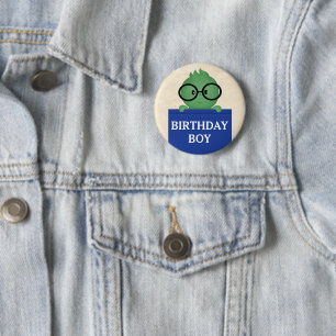 Boekenwurm Persoonlijke Verjaardag Jongen Ronde Button 5,7 Cm