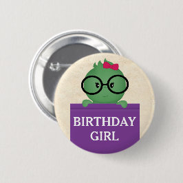 Boekenwurm Persoonlijke Verjaardagsmeisje Ronde Button 5,7 Cm