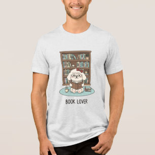 Boekenwurm Poodle Puppy Schattig Lezend Grafisch H Tri-Blend Shirt