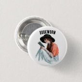 Boekenwurm, Ronde Button 3,2 Cm (Voorkant /achterkant)