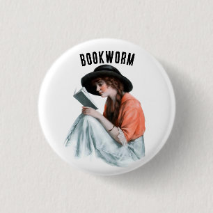 Boekenwurm, Ronde Button 3,2 Cm