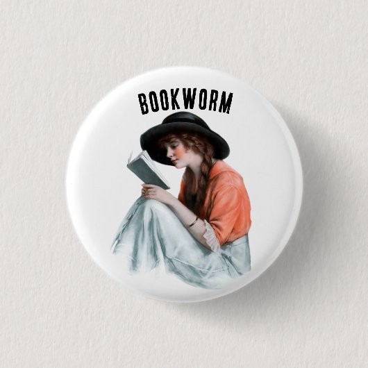 Boekenwurm, Ronde Button 3,2 Cm (Voorkant)
