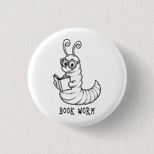 Boekenwurm Ronde Button 3,2 Cm