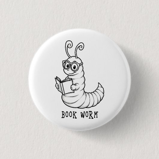 Boekenwurm Ronde Button 3,2 Cm (Voorkant)