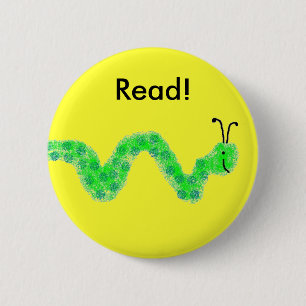 Boekenwurm Ronde Button 5,7 Cm