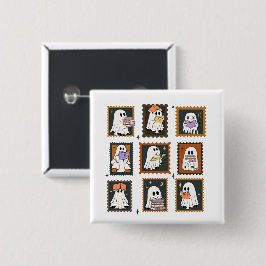 boekenwurm spoken postzegels Halloween Vierkante Button 5,1 Cm