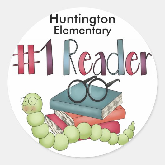 Boekenwurm Star Reader - SRF Ronde Sticker (Voorkant)