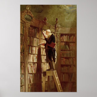 Boekenwurm van Carl Spitzweg Vintage Art Poster