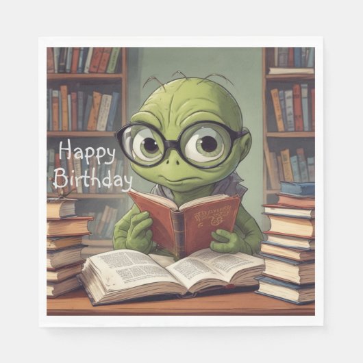 Boekenwurm Verjaardag Servet (Voorkant)