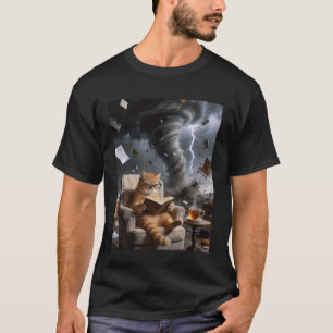 Boekenwurmkat leest Tornado Chaos Bril Koffie  T-shirt