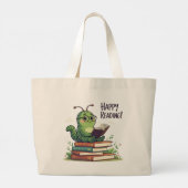 Boekenwurmleesontwerp Grote Tote Bag (Achterkant)