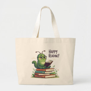 Boekenwurmleesontwerp Grote Tote Bag