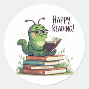 Boekenwurmleesontwerp Ronde Sticker
