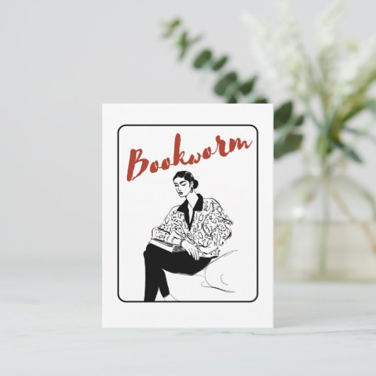 Boekenwurmmeisje Briefkaart (Staand voorkant)