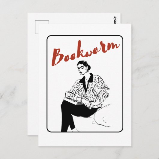Boekenwurmmeisje Briefkaart (Voorkant / Achterkant)