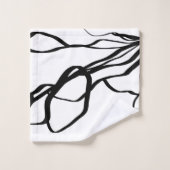 Boeket Blanc: Abstract Wit & Zwart Bad Handdoek (Wasdoekje)