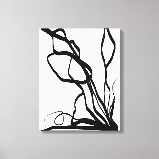 Boeket Blanc: Abstract Wit & Zwart Canvas Afdruk (Voorkant)