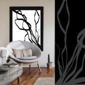 Boeket Blanc: Abstract Wit & Zwart Canvas Afdruk