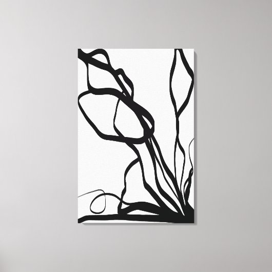 Boeket Blanc: Abstract Wit & Zwart Canvas Afdruk (Voorkant)