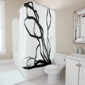 Boeket Blanc: Abstract Wit & Zwart Douchegordijn (In situ)