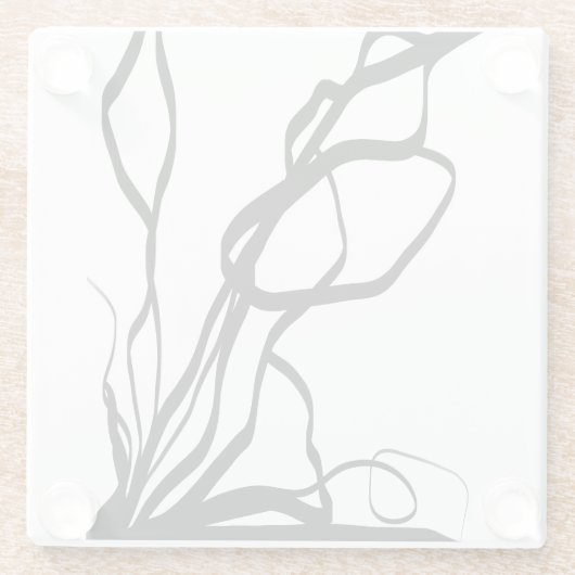 Boeket Blanc: Abstract Wit & Zwart Glazen Onderzetter (Achterkant)