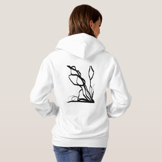 Boeket Blanc: Abstract Wit & Zwart Hoodie (Achterkant volledig)