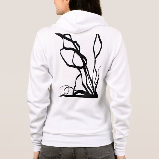 Boeket Blanc: Abstract Wit & Zwart Hoodie (Achterkant)