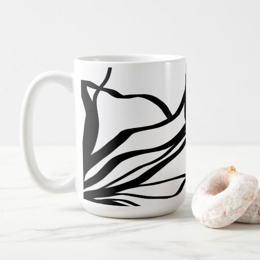 Boeket Blanc: Abstract Wit & Zwart Koffiemok (Met donut)