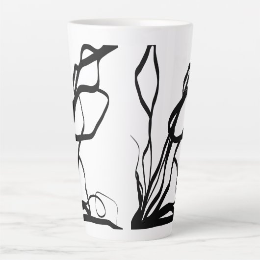 Boeket Blanc: Abstract Wit & Zwart Latte Mok (Voorkant)