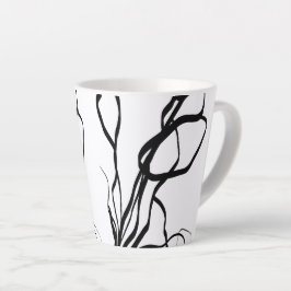 Boeket Blanc: Abstract Wit & Zwart Latte Mok