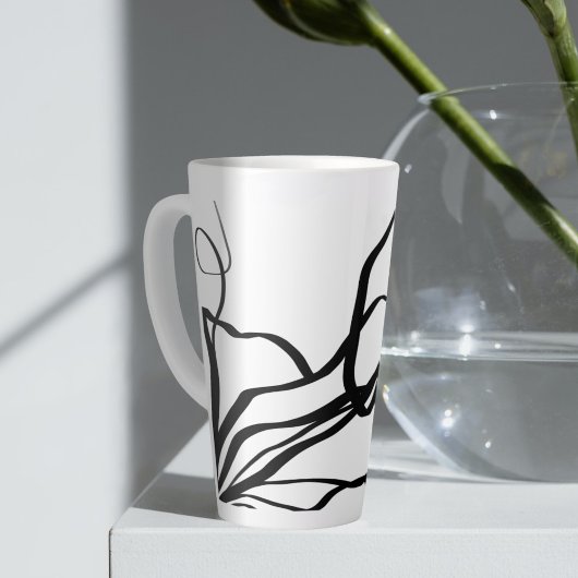 Boeket Blanc: Abstract Wit & Zwart Latte Mok