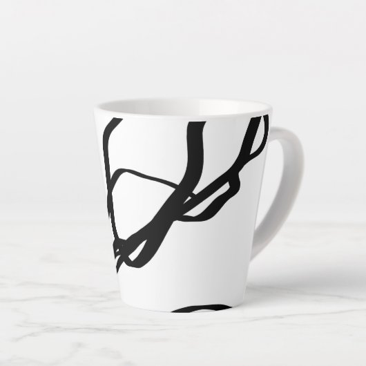 Boeket Blanc: Abstract Wit & Zwart Latte Mok (Rechterhoek)