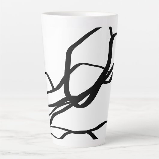 Boeket Blanc: Abstract Wit & Zwart Latte Mok (Voorkant)