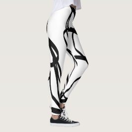 Boeket Blanc: Abstract Wit & Zwart Leggings