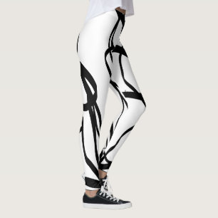 Boeket Blanc: Abstract Wit & Zwart Leggings