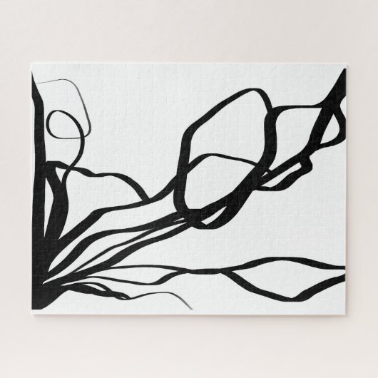 Boeket Blanc: Abstract Wit & Zwart Legpuzzel (Horizontaal)