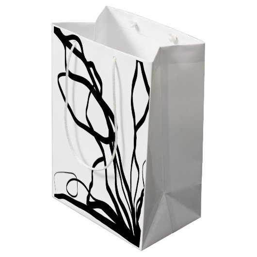 Boeket Blanc: Abstract Wit & Zwart Medium Cadeauzakje (Achterkant Gekanteld)