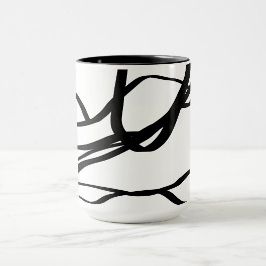 Boeket Blanc: Abstract Wit & Zwart Mok (Midden)