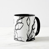 Boeket Blanc: Abstract Wit & Zwart Mok (Voorkant rechts)