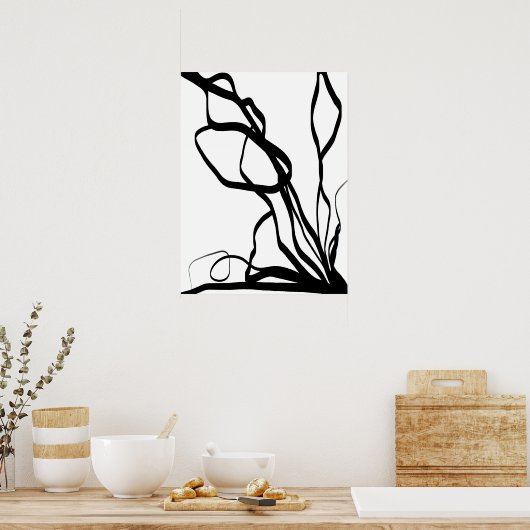 Boeket Blanc: Abstract Wit & Zwart Poster (Keuken)