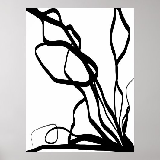 Boeket Blanc: Abstract Wit & Zwart Poster (Voorkant)