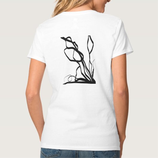 Boeket Blanc: Abstract Wit & Zwart T-shirt (Achterkant)