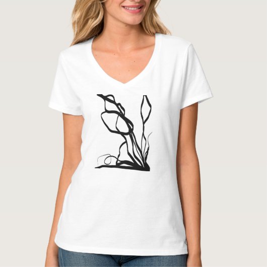Boeket Blanc: Abstract Wit & Zwart T-shirt (Voorkant)